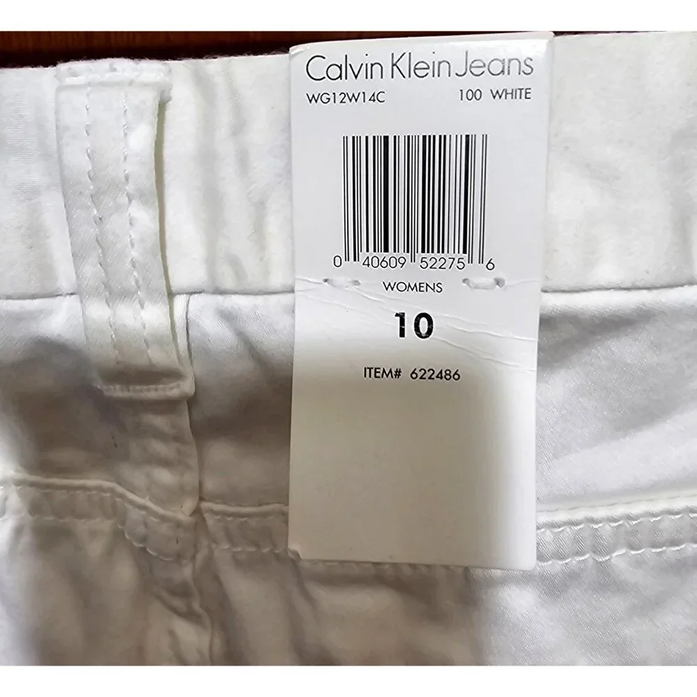 Calvin Klein Womens White Straight-Leg Trousers‎ Size 10